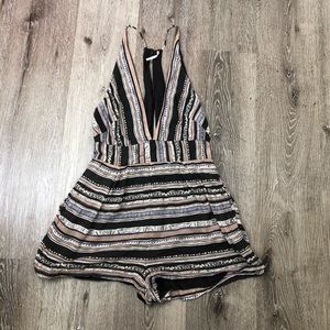 Free People Brown Printed Sexy Boho Romper 8 M